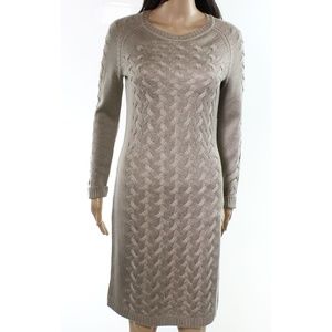 NWT Calvin Klein Brown Cable Knit Sweater Dress